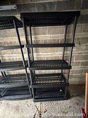 MaxSold Auction: Black Plastic/Resin 5-Shelf Shelving Unit (Lot of 3) - Toronto (Ontario, Canada) SELLER MANAGED Downsizing Online Auction - Greengate Road