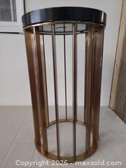 MaxSold Auction: Baker End Table with Brass Base and Black Wood Top Made in Italy - Toronto (Ontario, Canada) PARTNER MANAGED Reseller Online Auction - Queen Street West