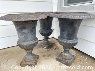 MaxSold Auction: Set of 3 Cast Iron Garden Planters - Prince Edward (Ontario, Canada) PARTNER MANAGED Downsizing Online Auction - West Mary Street