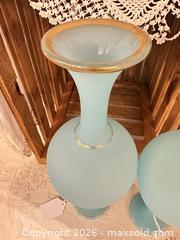 MaxSold Auction: Vintage Frosted Glass Vases - Gold Trim - Webster (New York, USA) PARTNER MANAGED Estate Sale Online Auction - North Avenue