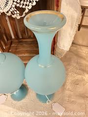 MaxSold Auction: Vintage Frosted Glass Vases - Gold Trim - Webster (New York, USA) PARTNER MANAGED Estate Sale Online Auction - North Avenue