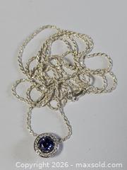 MaxSold Auction: Sterling Silver Rope Necklace 36" with Sapphire Encrusted Pendant  - Kingston (Ontario, Canada) SELLER MANAGED Downsizing Online Auction - Woodbine Road