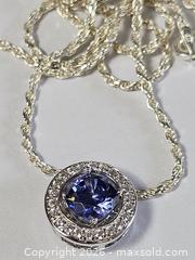 MaxSold Auction: Sterling Silver Rope Necklace 36" with Sapphire Encrusted Pendant  - Kingston (Ontario, Canada) SELLER MANAGED Downsizing Online Auction - Woodbine Road