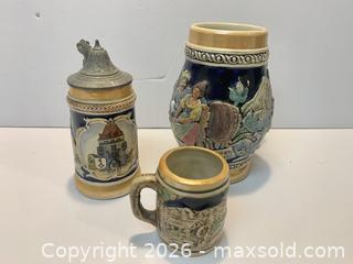 MaxSold Auction: German/German Style Ceramic Beer Stein with Pewter Lid, Hand-Painted Relief - New Westminster (British Columbia, Canada) SELLER MANAGED Reseller Online Auction - Canfor Avenue