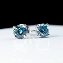 MaxSold Auction: 14K White Gold Round Cut Blue Diamond Stud Earrings (0.90 ctw) with recent apprasial - Beckwith (Ontario, Canada) SELLER MANAGED Reseller Online Auction - Ridgemont Drive