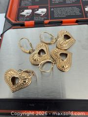 MaxSold Auction: 14K Yellow Gold Heart Dangle Earrings, Leverback, 2 Pairs - Langford (British Columbia, Canada) PARTNER MANAGED Estate Sale Online Auction - Leigh Road