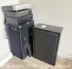 MaxSold Auction: Pair of Black Floor-Standing Speakers with Stereo Receiver Components - Langford (British Columbia, Canada) PARTNER MANAGED Estate Sale Online Auction - Leigh Road