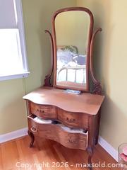 MaxSold Auction: Antique Solid Wood Vanity/Dressing Table with Tilt Mirror - Lower Merion Township (Pennsylvania, USA) SELLER MANAGED Downsizing Online Auction - James Road