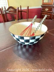 MaxSold Auction: MacKenzie-Childs Large Black & White Check Enameled Mixing Bowl - Lower Merion Township (Pennsylvania, USA) SELLER MANAGED Downsizing Online Auction - James Road
