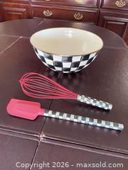 MaxSold Auction: MacKenzie-Childs Large Black & White Check Enameled Mixing Bowl - Lower Merion Township (Pennsylvania, USA) SELLER MANAGED Downsizing Online Auction - James Road