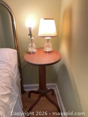 MaxSold Auction: Pedestal Side Table with Pair of Glass-Base Lamps - Lower Merion Township (Pennsylvania, USA) SELLER MANAGED Downsizing Online Auction - James Road