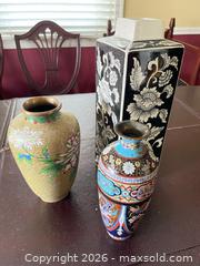 MaxSold Auction: Set of 3 Chinese Cloisonné & Ceramic Vases - Lower Merion Township (Pennsylvania, USA) SELLER MANAGED Downsizing Online Auction - James Road
