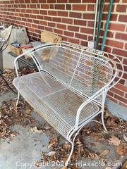 MaxSold Auction: White Wrought Iron/Steel Outdoor Bench Loveseat, 42" - Lower Merion Township (Pennsylvania, USA) SELLER MANAGED Downsizing Online Auction - James Road
