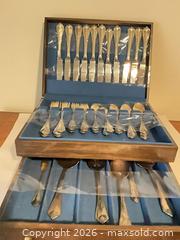 MaxSold Auction: 45-Piece Silver-Plated Ornate Flatware Set with Wooden Chest - Henderson (Nevada, USA) PARTNER MANAGED Estate Sale Online Auction - West Warm Springs Road