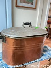 MaxSold Auction: Copper Boiler / Washtub with Fitted Lid and Wood Grip Handles - Henderson (Nevada, USA) PARTNER MANAGED Estate Sale Online Auction - West Warm Springs Road