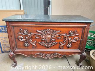 MaxSold Auction: Mahogany Solid Wood Dresser with Marble Top and Carved Details - Henderson (Nevada, USA) PARTNER MANAGED Estate Sale Online Auction - West Warm Springs Road