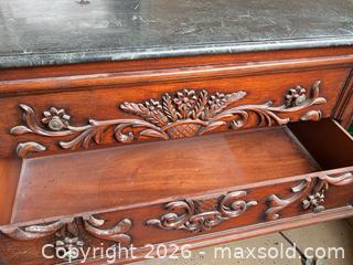 MaxSold Auction: Mahogany Solid Wood Dresser with Marble Top and Carved Details - Henderson (Nevada, USA) PARTNER MANAGED Estate Sale Online Auction - West Warm Springs Road