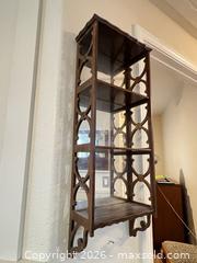 MaxSold Auction: Vintage Chippendale Dark Brown Wood & Glass Wall Etagere, 3 Shelves - Henderson (Nevada, USA) PARTNER MANAGED Estate Sale Online Auction - West Warm Springs Road