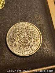 MaxSold Auction: 1963 2 Shillings one Florin coin Mint UNC - South Frontenac (Ontario, Canada) SELLER MANAGED Moving Online Auction - Battersea Road