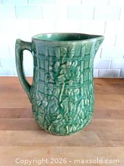 MaxSold Auction: Vintage Art Deco 9-Inch Green Climbing Rose Art Pottery Stoneware Pitcher, McCoy Pottery, USA - Toronto (Ontario, Canada) SELLER MANAGED Reseller Online Auction - Ellsworth Avenue
