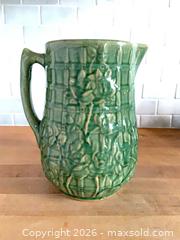 MaxSold Auction: Vintage Art Deco 9-Inch Green Climbing Rose Art Pottery Stoneware Pitcher, McCoy Pottery, USA - Toronto (Ontario, Canada) SELLER MANAGED Reseller Online Auction - Ellsworth Avenue