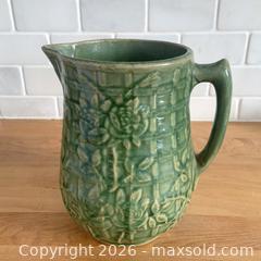 MaxSold Auction: Vintage Art Deco Green Climbing Rose Art Pottery Pitcher, McCoy Pottery, USA - Toronto (Ontario, Canada) SELLER MANAGED Reseller Online Auction - Ellsworth Avenue