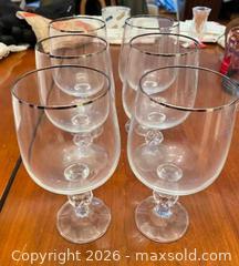MaxSold Auction: Set of 6 Clear Stemmed Water Glasses with Silver Trim - Toronto (Ontario, Canada) SELLER MANAGED Estate Sale Online Auction - Queens Drive