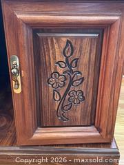 MaxSold Auction: Traditional Brown Carved Floral Media Console / End Table - Toronto (Ontario, Canada) SELLER MANAGED Estate Sale Online Auction - Queens Drive