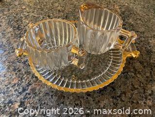 MaxSold Auction: Vintage Mid-Century Pressed Glass Creamer, Sugar Bowl & Underplate - Toronto (Ontario, Canada) SELLER MANAGED Estate Sale Online Auction - Queens Drive
