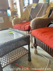 MaxSold Auction: 2 dark wicker chairs with wicker and glass table for indoor or outdoor use - Aurora (Colorado, USA) PARTNER MANAGED Estate Sale Online Auction - South Danube Circle