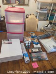 MaxSold Auction: Art Supplies Bundle with 3-Drawer Plastic Storage & Canvases - Aurora (Colorado, USA) PARTNER MANAGED Estate Sale Online Auction - South Danube Circle