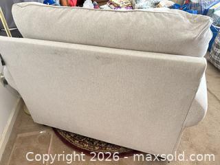 MaxSold Auction: Ashley Beige/Cream Fabric Armchair with Ottoman - Aurora (Colorado, USA) PARTNER MANAGED Estate Sale Online Auction - South Danube Circle