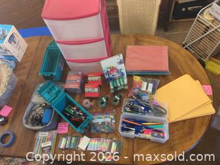 MaxSold Auction: Small Pink & Teal Plastic 3-Drawer Desktop Storage with Supplies - Aurora (Colorado, USA) PARTNER MANAGED Estate Sale Online Auction - South Danube Circle