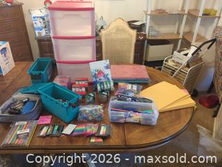 MaxSold Auction: Small Pink & Teal Plastic 3-Drawer Desktop Storage with Supplies - Aurora (Colorado, USA) PARTNER MANAGED Estate Sale Online Auction - South Danube Circle