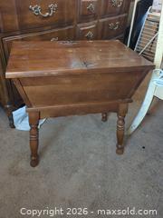 MaxSold Auction: Solid Wood Dough Box End Table with Hinged Lid - Aurora (Colorado, USA) PARTNER MANAGED Estate Sale Online Auction - South Danube Circle