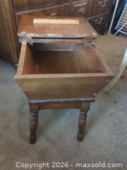 MaxSold Auction: Solid Wood Dough Box End Table with Hinged Lid - Aurora (Colorado, USA) PARTNER MANAGED Estate Sale Online Auction - South Danube Circle