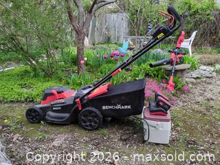 MaxSold Auction: Benchmark Cordless Brushless Lawn Mower, Trimmer, Blower with 2 Batteries & Charger - Brantford (Ontario, Canada) SELLER MANAGED Moving Online Auction - Baldwin Avenue