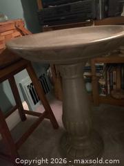 MaxSold Auction: Gray Speckled faux Stone Bird Bath - 28 in - Brantford (Ontario, Canada) SELLER MANAGED Moving Online Auction - Baldwin Avenue