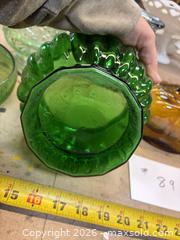 MaxSold Auction: Assorted Glass - Green & Amber Pressed Glass Bowls, Jars & Bottle - Millbury (Massachusetts, USA) SUPER SHORT NOTICE SELLER MANAGED Estate Sale Online Auction - River Street