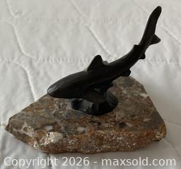 MaxSold Auction: Original Bronze Shark Sculpture On Marble Base Signed By Siggy Puchta, Ltd Ed 100/500  - Kingston (Ontario, Canada) SELLER MANAGED Estate Sale Online Auction - Tamarac Street