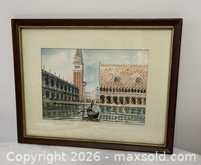 MaxSold Auction: Original Vintage Watercolor of Venice St. Mark's/Doge's Palace Gondola Scene, Signed, sold as is - Kingston (Ontario, Canada) SELLER MANAGED Estate Sale Online Auction - Tamarac Street