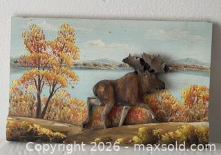 MaxSold Auction: Vintage H Nadeau Signed 3D Relief Hand-Painted, Hand-Carved Wood Carving Of A Moose - Kingston (Ontario, Canada) SELLER MANAGED Estate Sale Online Auction - Tamarac Street