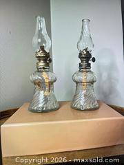 MaxSold Auction: Pair of Mini Antique Brass and Clear Glass Oil Lamps - Calgary (Alberta, Canada) SELLER MANAGED Estate Sale Online Auction - Shannon Estates Terrace Southwest