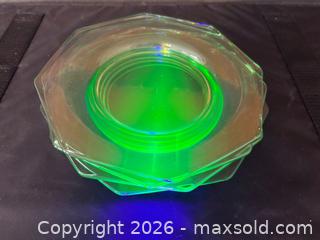 MaxSold Auction: Green Glass Uranium Octagonal Salad Plates, Set of 4 - Kitchener (Ontario, Canada) SELLER MANAGED Downsizing Online Auction - Ahrens Street West