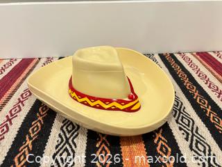 MaxSold Auction: Novelty Cowboy Hat Chips & Salsa, Dip Serving Bowl (2002) Plays Bonanza Theme Song when Opened - Kitchener (Ontario, Canada) SELLER MANAGED Downsizing Online Auction - Ahrens Street West