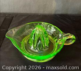 MaxSold Auction: Vintage Green Glass Citrus Juicer Reamer Uranium Glass - Kitchener (Ontario, Canada) SELLER MANAGED Downsizing Online Auction - Ahrens Street West