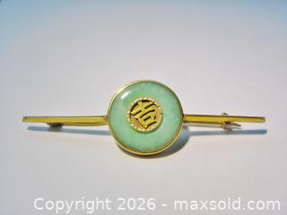 MaxSold Auction: 14K Gold Asian Good Luck Bar Pin  - Aurora (Ontario, Canada) PARTNER MANAGED Downsizing Online Auction - Murray Drive
