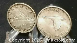 MaxSold Auction: Canadian Silver Dollars - 1963 and 1967 - Aurora (Ontario, Canada) PARTNER MANAGED Downsizing Online Auction - Murray Drive