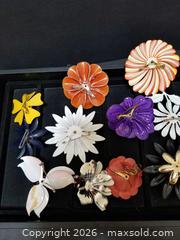 MaxSold Auction: Colorful Vintage Enameled Flower Brooches  - Aurora (Ontario, Canada) PARTNER MANAGED Downsizing Online Auction - Murray Drive