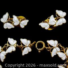 MaxSold Auction: Signed Volmer Bahner Denmark Sterling Silver & Enamel Butterfly Bracelet And Earring Set  - Aurora (Ontario, Canada) PARTNER MANAGED Downsizing Online Auction - Murray Drive